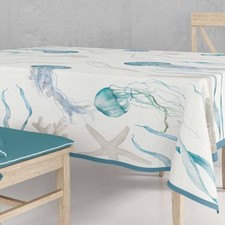 Nappe rectangulaire x6 personnes méduse Manny bleue