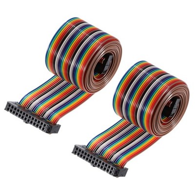 2Pcs Flat Ribbon Cable 2.54mm Pitch 26 Pin Female to Female IDC 118cm Length