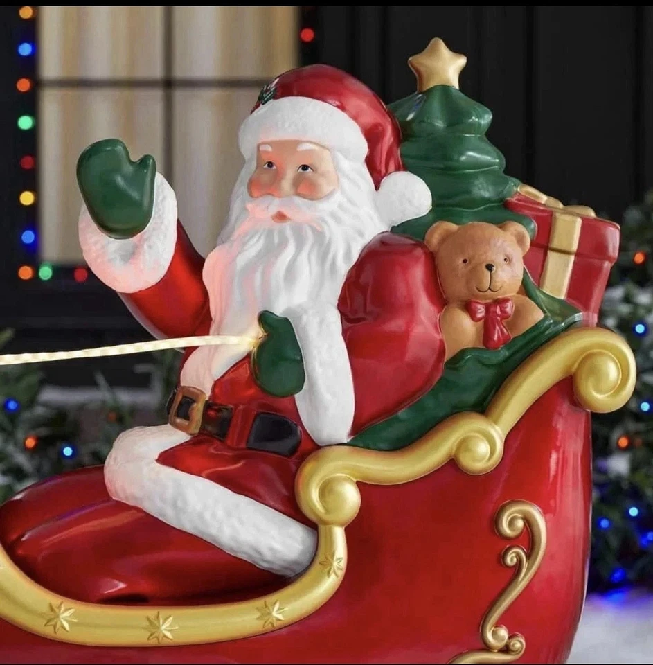 Home Depot 9 ft Giant-Sized LED Santa's Sleigh with Reindeer Holiday NEW IN-HAND - Image 4 of 4