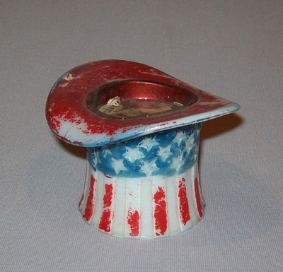 Old Antique Vtg 1908 Taft Sherman Presidential Campaign RWB MilkGlass Hat Scarce