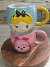 2 Disney Store Alice in Wonderland Tsum Tsum Mugs Alice  Cheshire Cat