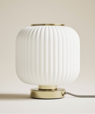 M&S Amelia geriffelte Tischlampe Glas Messing 22,5 cm verpackt UVP 39,50 £