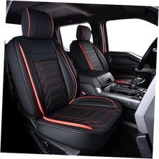 F150 Faux Leather Seat Covers, fit for 2015-2025 F150 Full Set Black Red