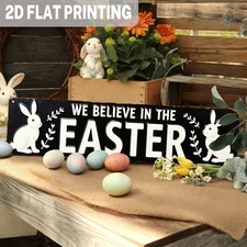 2D Rustic Farmhouse Metal Wall Sign Vintage Bunny for Home Church Decor,Easter