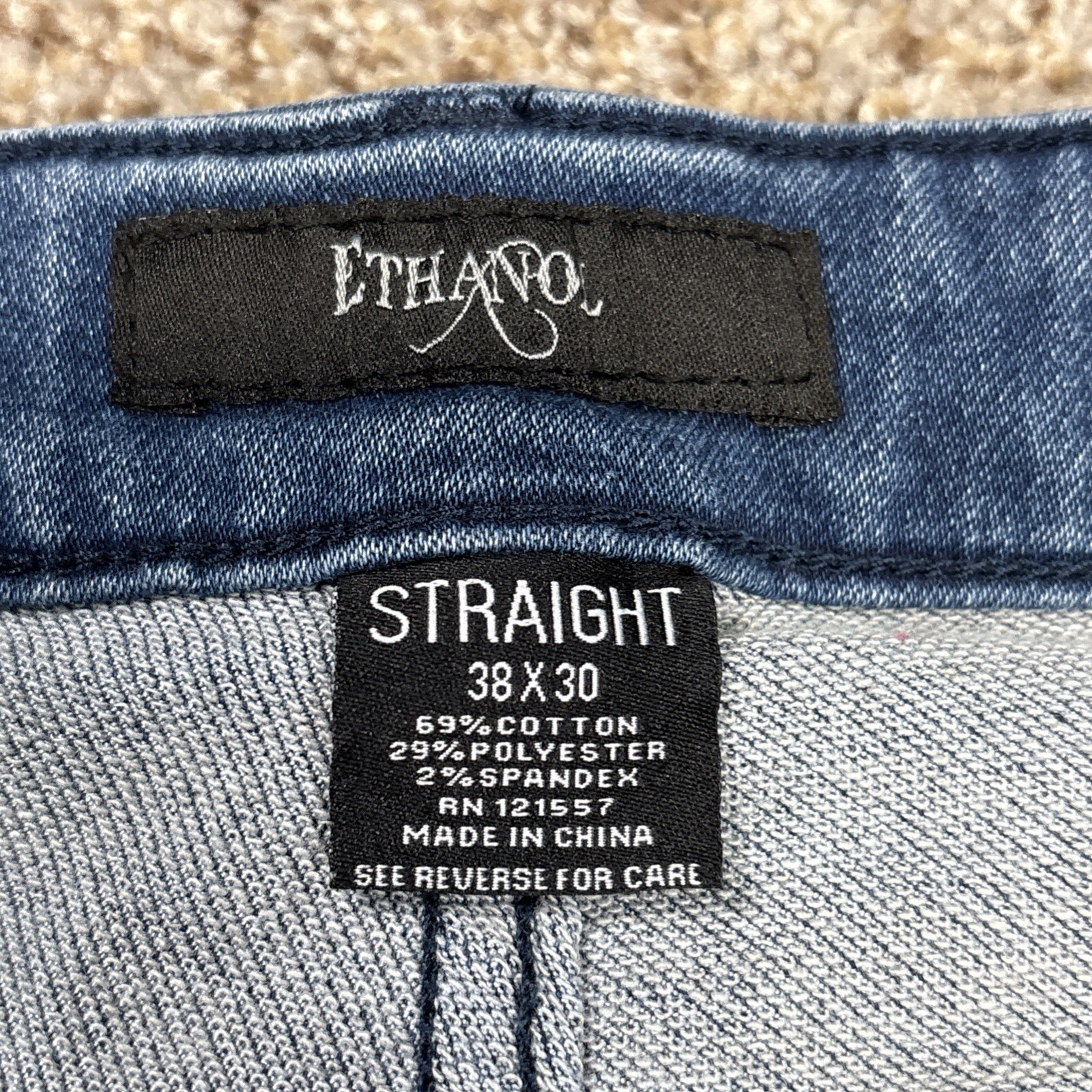 Ethanol Jeans 38x30 Straight Men's Stretch Denim Blue (37x29) - View 5