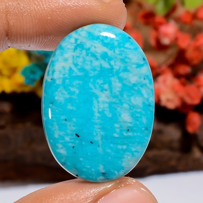 32 Ct. Natural Oval Amazonite Cabochon Loose Gemstone Pendant Making 31X22X5 mm