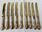 INTERNATIONAL SILVER CO~WILD ROSE~LOT OF 10 DINNER KNIVES~NEEDS POLISH! NO MONOS