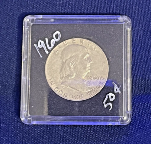 1960 50C Franklin Silver Half Dollar-AU IN CAPSULE