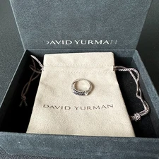 David Yurman Cable Band Ring Sterling Silver 925 with Black Diamonds Size 9