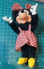 Vintage Disney Minnie Mouse Doll Applause Rubber Face Yellow Shoes Plush