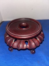 Antique Chinese Carved Rosewood Round Vase DISPLAY STAND Footed-1 Foot Broken