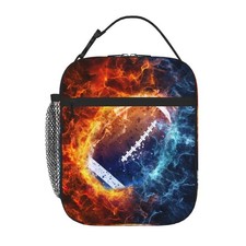 SARA NELL Colorful Fireball Football Lunch Box American Football Lunch Bag In...