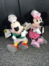 Disney Store GOLFER MICKEY  MINNIE Mouse Bean Bag Plush Stuffed Toys NWT