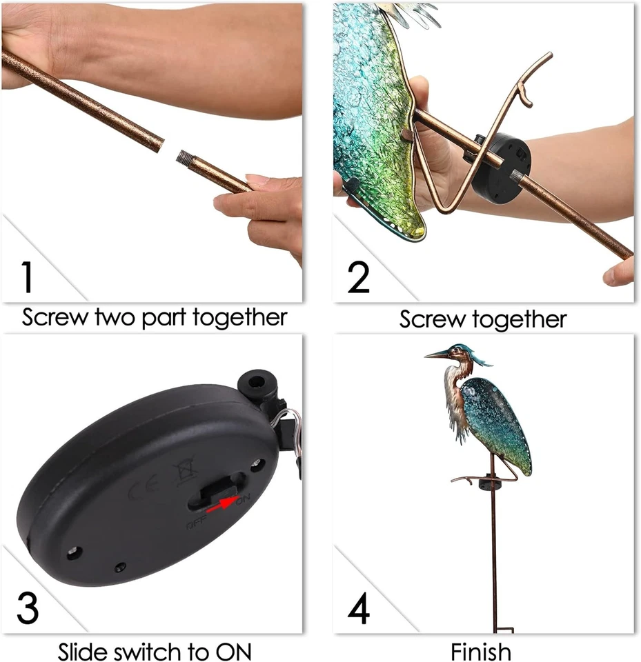Светодиодная синяя цапля садовая колье уличное освещение стекло украшение для двора художественный декор - Изображение 4 из 4