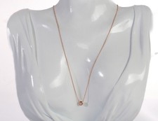 Ladies 14k Rose Gold Solitaire Bezel Diamond Necklace .09 ct