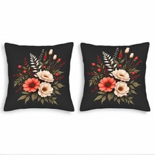 Set of 2 Decorative Throw Pillow Covers 18x18in - Elegant Floral Design