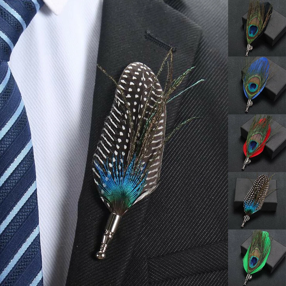 Peacock Feather Brooch Pin Hat or Lapel Wedding Races Day Party Hat Clip Gifts - Image 2 of 4