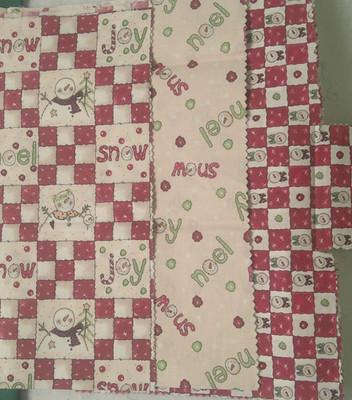 Fabric David Textiles ''Let it Snow'' 3 Pc Sampler Snowmen Noel Joy Snow $2.95