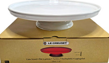 Le Creuset Glossy White Footed Cake Stand 11.5" x 2.75" Round Rimmed Tray NIB