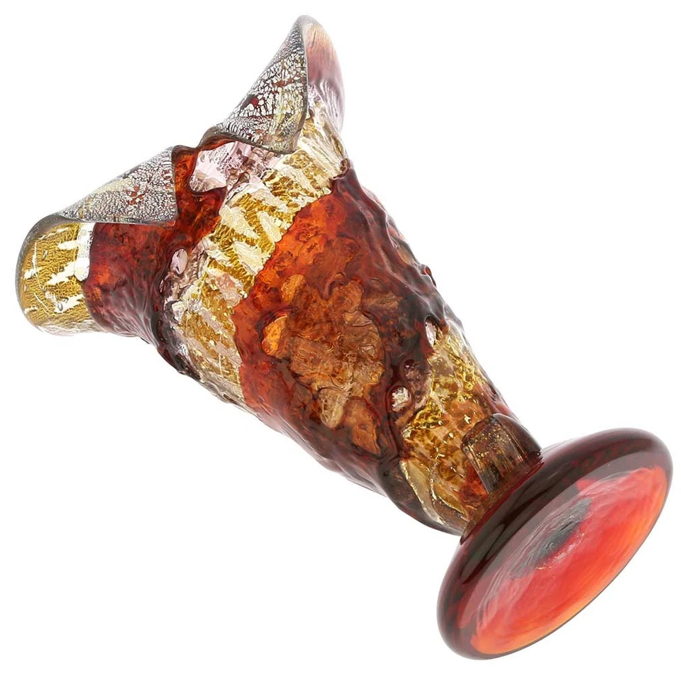 Jarrón GlassOfVenice de cristal de Murano Sbruffo cuerno de abundancia - dorado marrón rojo Foto 4 de 4