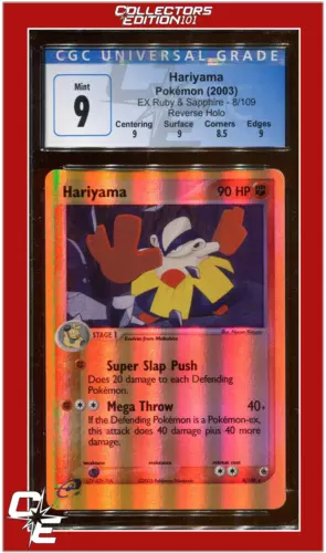 EX Ruby & Sapphire 8 Hariyama Reverse Holo CGC 9 - Subgrades