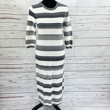 Maeve Maxi Dress Women’s Medium Gray Knit Ombre Striped 3/4 Sleeves