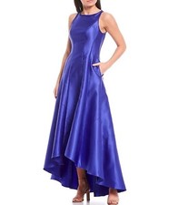 Adrianna Papell Mikado Faux Silk Evening Gown Dress 6 Violet Wedding Formal Prom