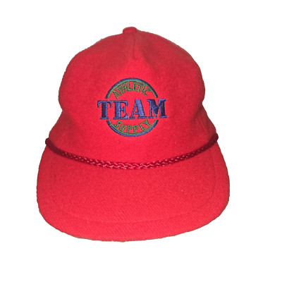 Athletic Team Supply Red Rope Cloth Adjustable Vintage OSFA Hat Cap RARE!