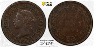 1891 PCGS AU50 SDSL Canada Large One Cent - Gold Shield Holder - Penny - 1C  CAN