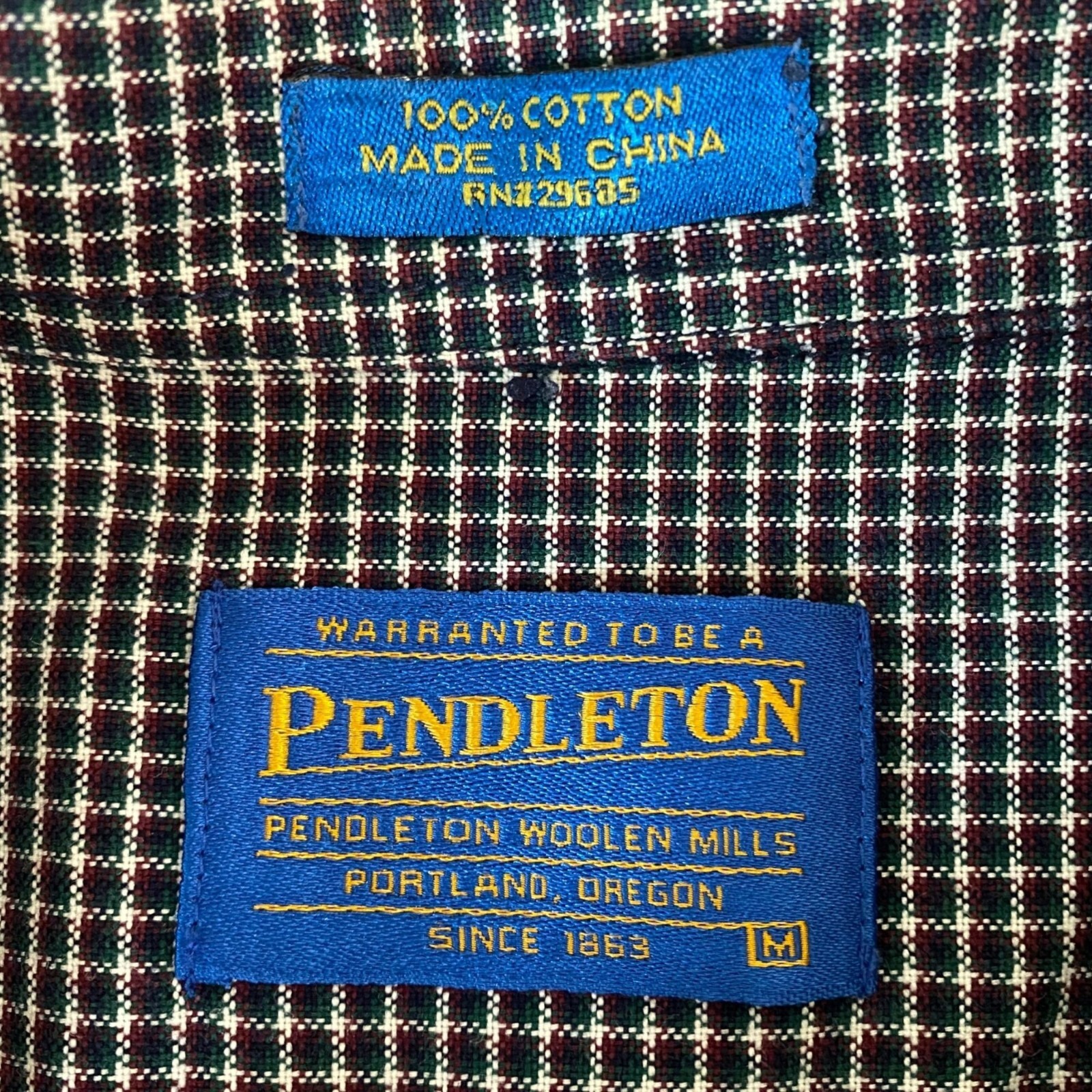 Pendleton Button-Down Shirt Green Purple Micro Ch… - image 9