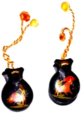 Vtg Wood Castanets Bullfighters Dancing Lot of 2