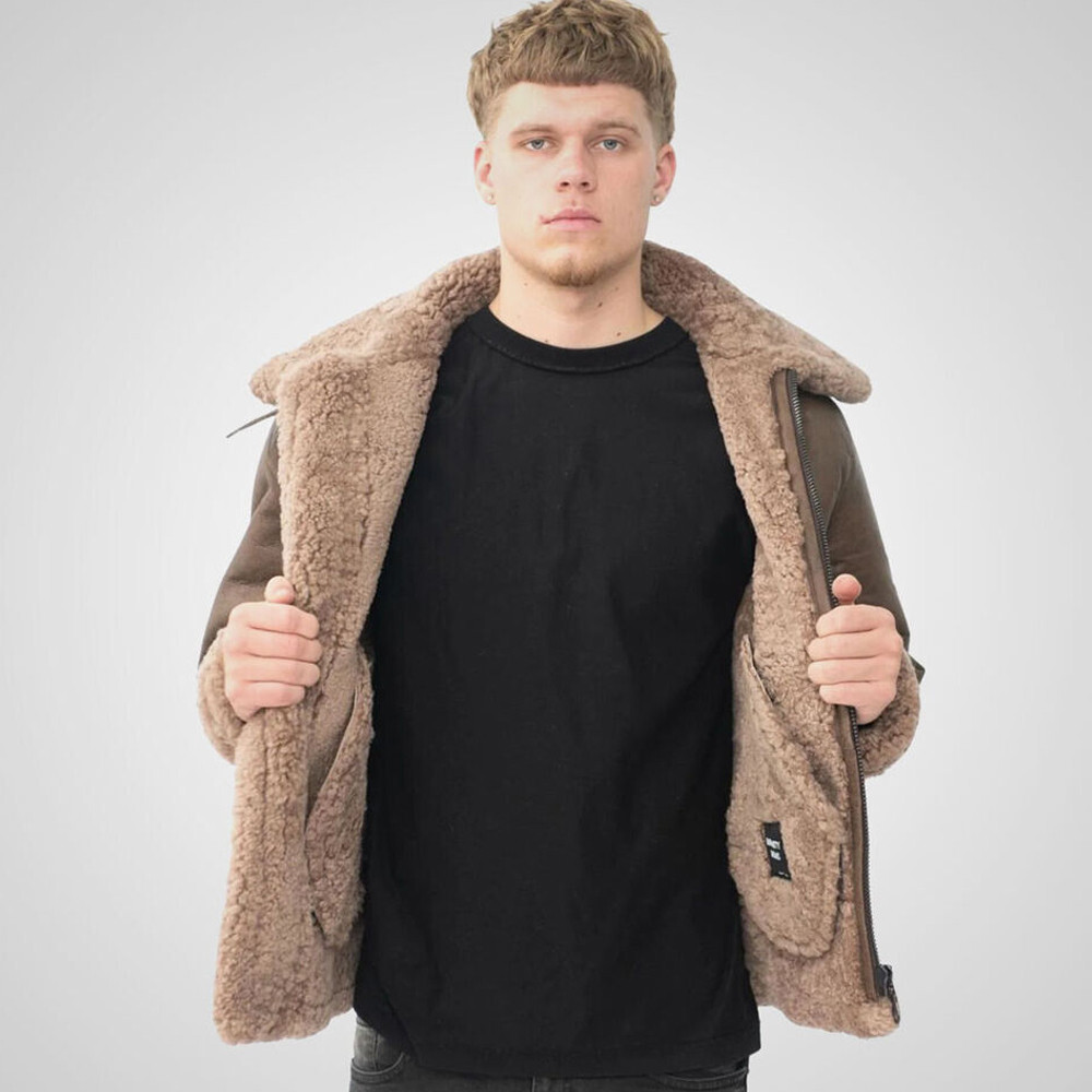 〖最安値〗FLIGHT SHEARLING Jacket Men's Shearling Aviator Flight B3 Bomber WW 2 Real Leather