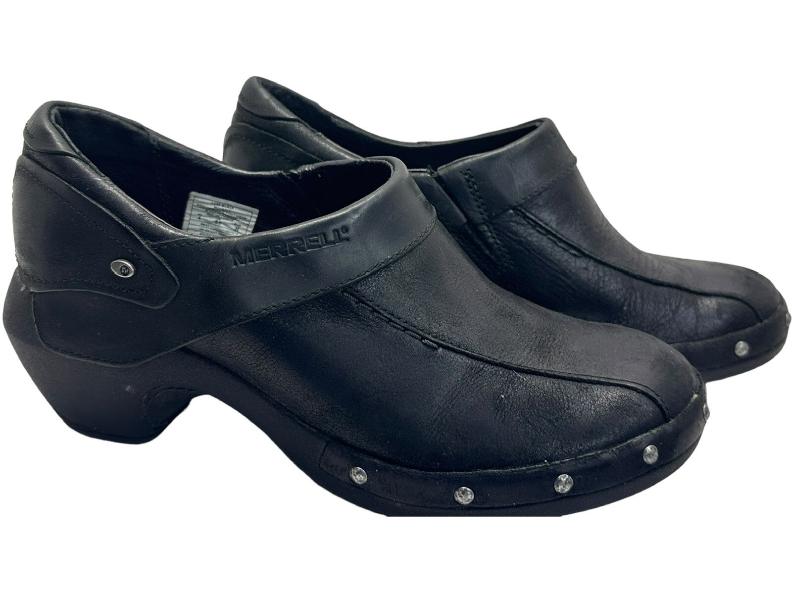 Zoccoli comodi Merrell in pelle nera Luxe avvolgenti donna 6