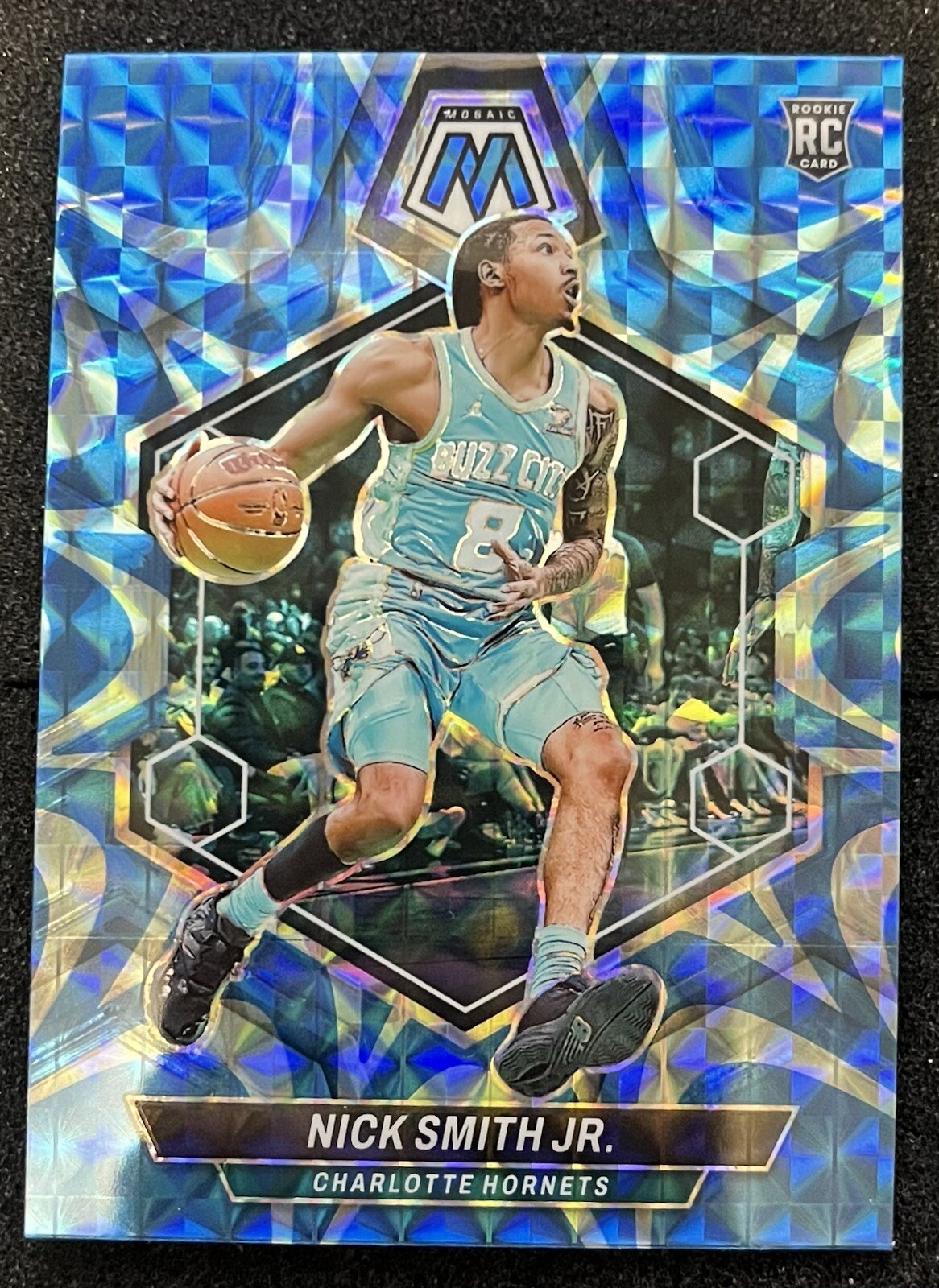 2023-24 Panini Mosaic - Reactive Blue Mosaic Prizm #242 Nick Smith Jr. (RC)