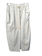 VTG Ann Taylor Khaki Maxi Skirt Button down Front Pockets Simple basic 28" waist