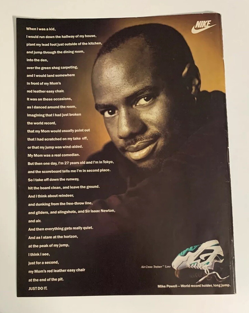 1992 Nike Air Print Ad Mike Powell Long Powell World Record Record