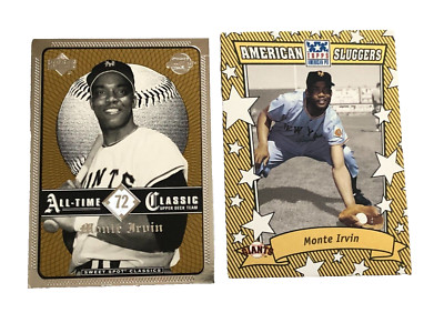 Monte Irvin Giants 2 card lot with one insert card