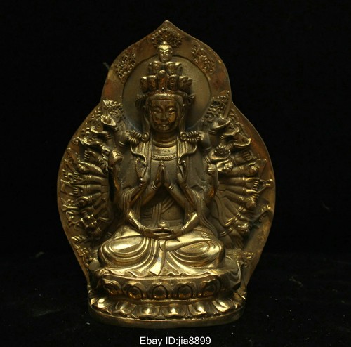 China Tibet Buddhism Brass 1000 Arms Avalokiteshvara of Goddess Kwan-yin Statue - 第 2/7 張圖片