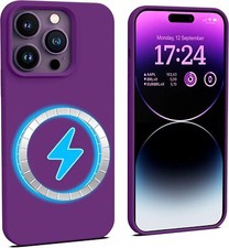 For iPhone 14 Pro MAGNETIC Case DEEP PURPLE Thin Silicone Premium Cover 6.1"