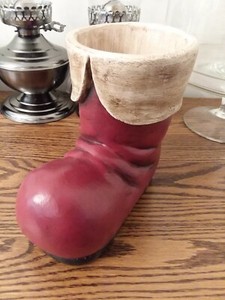 NOS Red Christmas Santa Boot 6 3/4" Tall