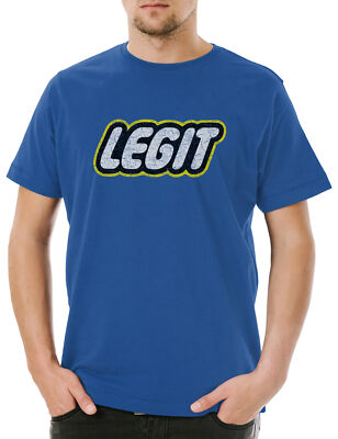 Legit Herren T-Shirt Hipster Indie Logo Klemmbausteine Brick Builder Legal