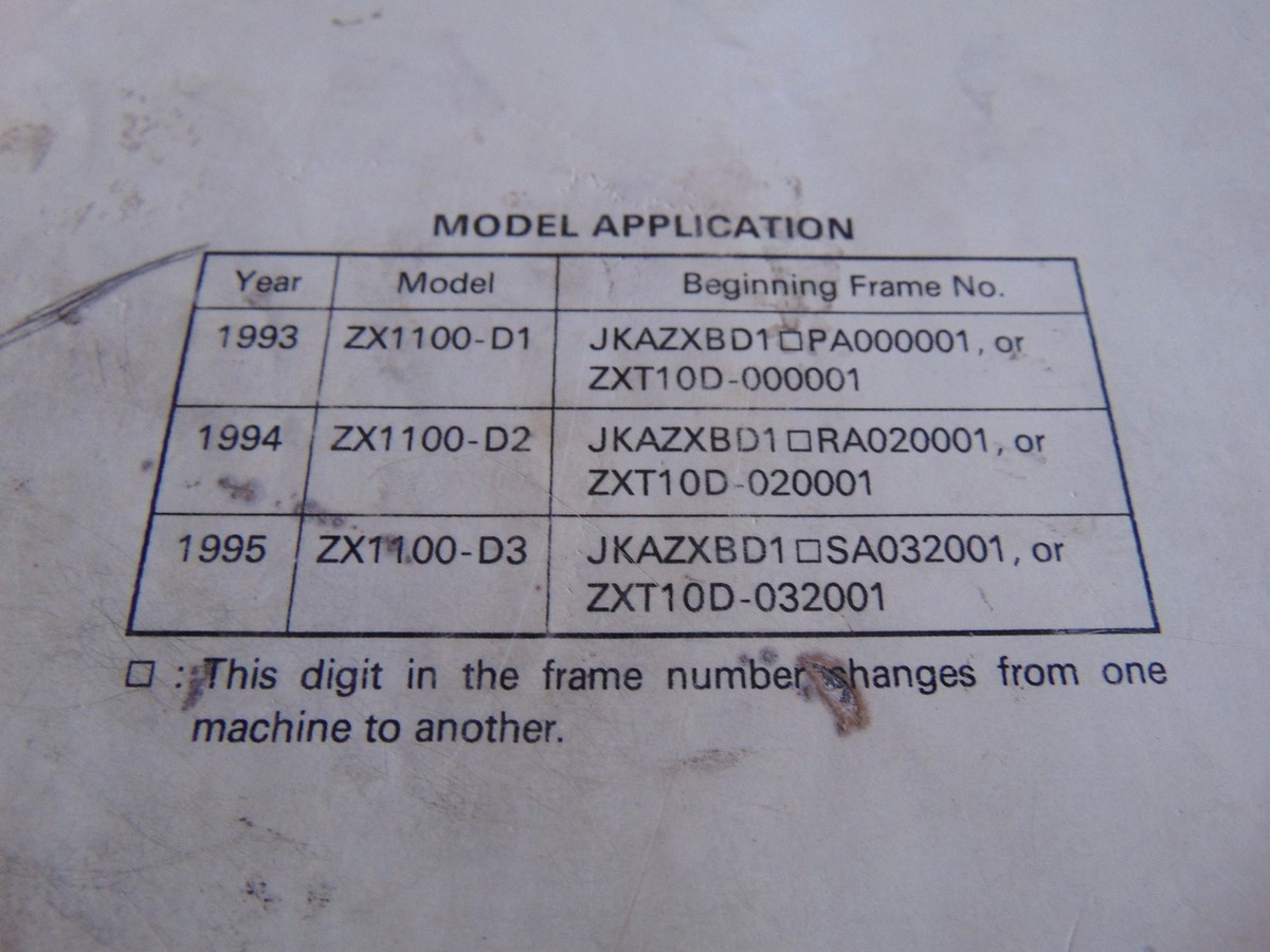 Kawasaki ZX-11 99924-1159-03 factory mechanic service repair