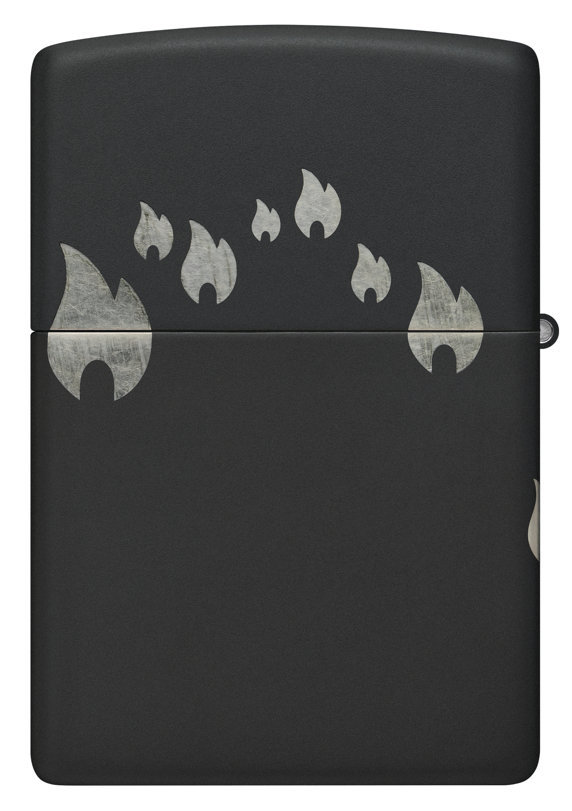 Zippo Logo Chrome Design Black Matte Windproof Pocket Lighter, 48980