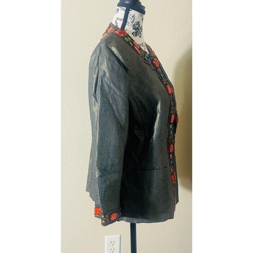 NWT Boston Proper Bronze Shimmer Linen Jacket Beaded 12 - Picture 8 of 12
