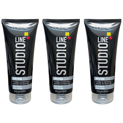 3 Loreal Studio Line Hair Invisi Gel Fullness & Definition Max Hold 6.8 fl oz