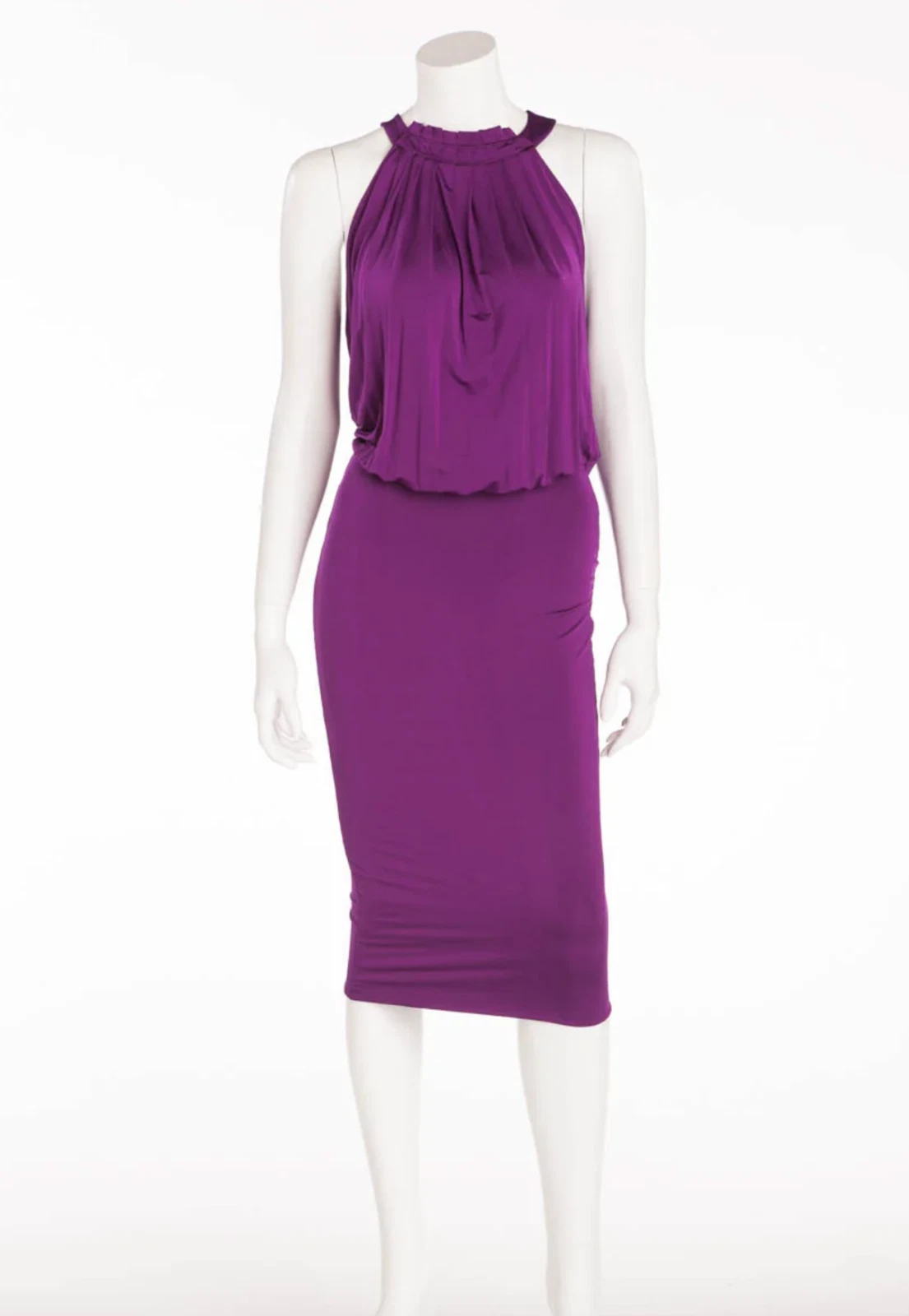 EMBLÉMATIQUE TOM FORD POUR GUCCI   ROBE VIOLETTE HAUT PLISSÉ SANS MANCHES   XS