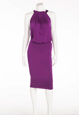 ICONIC TOM FORD FOR GUCCI -PLEATED TOP SLEEVELESS PURPLE DRESS - XS