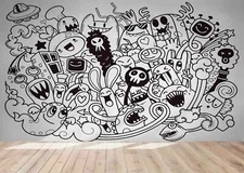 3D Monster Doodle Wallpaper Wall Mural Removable Self-adhesive Sticker737