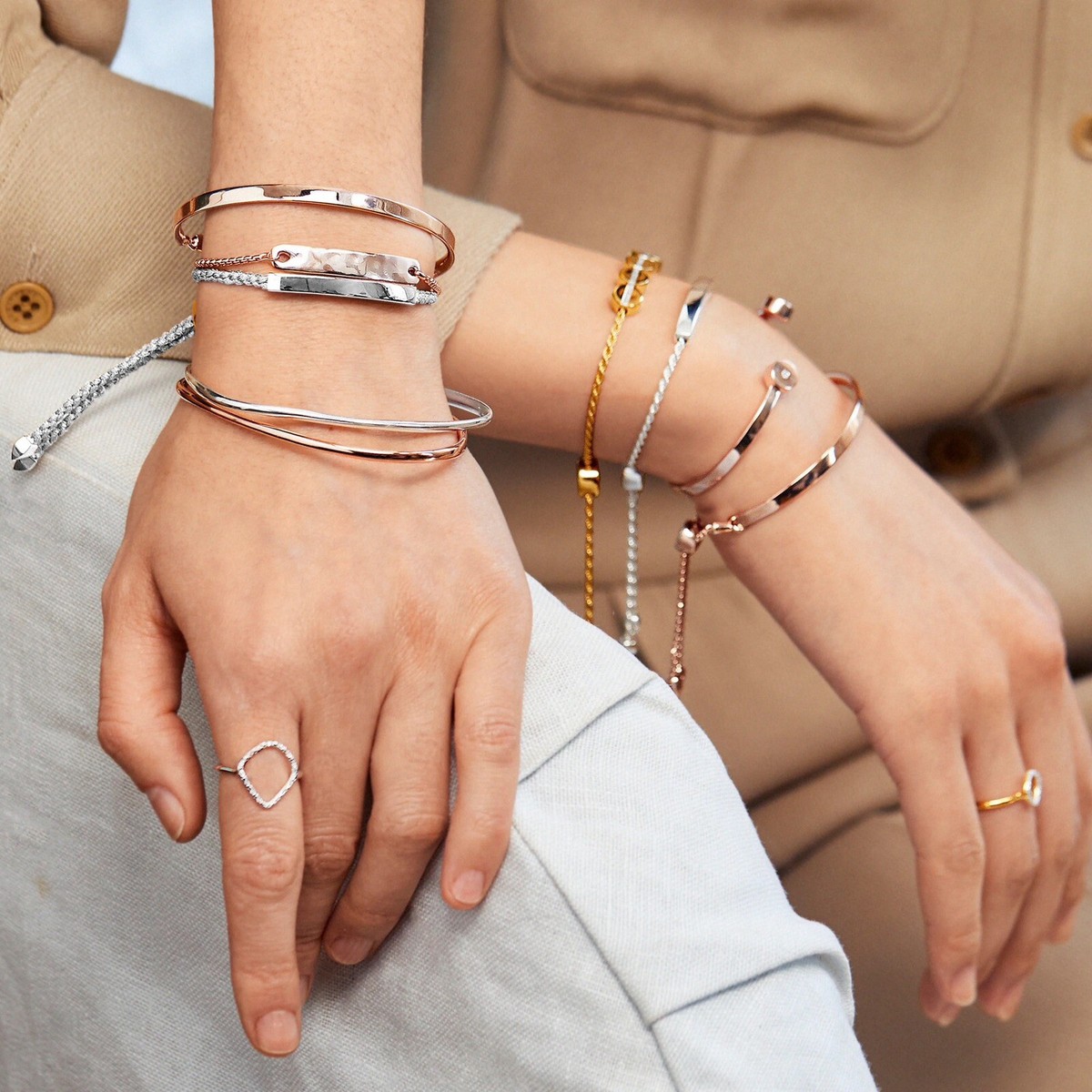 Monica Vinader ★ Fiji Bud ブレスレット Fiji Chain Bracelet in 18k Rose Gold Vermeil On Sterling