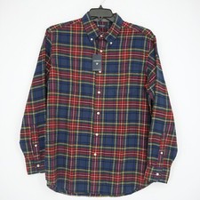 Cremieux Men's Long-Sleeve Shirt L Blue Green Red Plaid 100 Cotton NWT 79.50